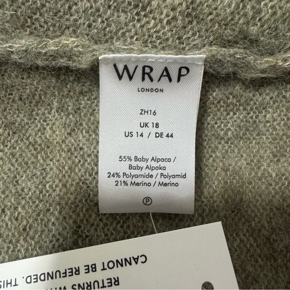 NWT Wrap London Baby Alpaca Wool Sweater Baloon Sleeves in Sage Green Size 14 - Picture 9 of 9